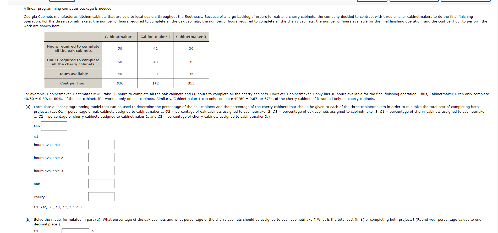 1,C2= percentage of cherry cabinets assigned to