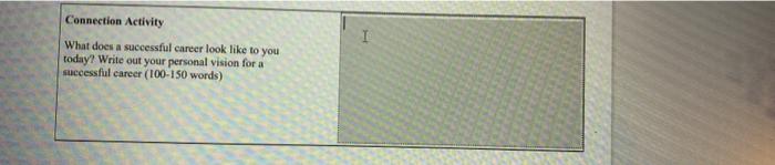 Connection Activity What does a successful career