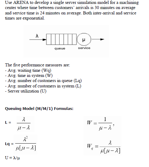 Use ARENA to develop a single server simulation