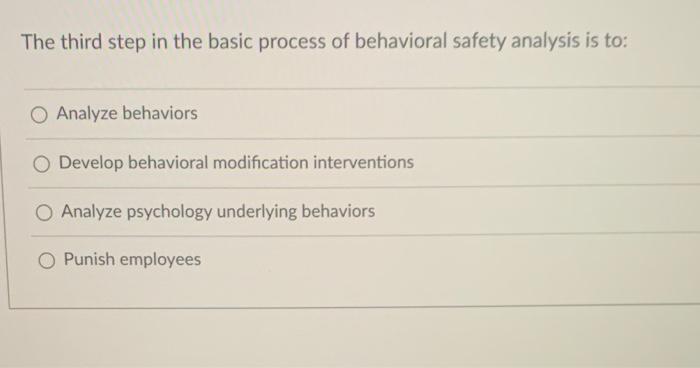 The third step in the basic process of behavioral