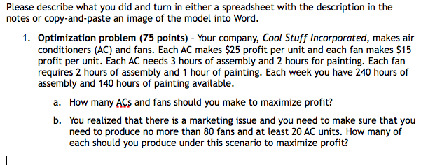 Linear Programming Problem Please describe what