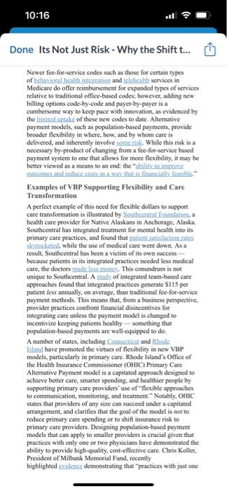 After reading: Risk-Shifting in Health Care and