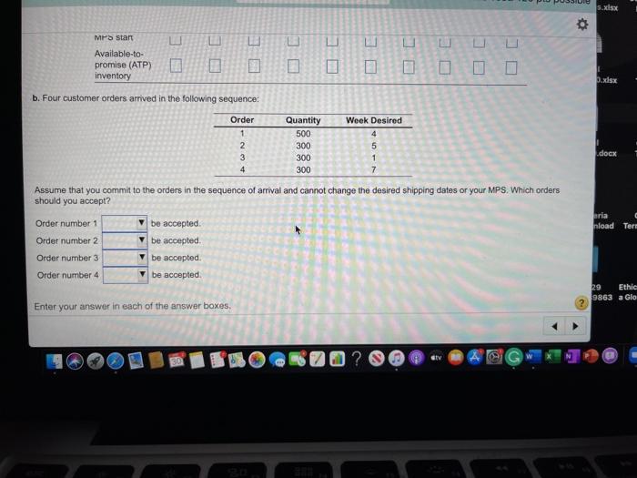 b.xlsx Shown below is a partially completed MPS