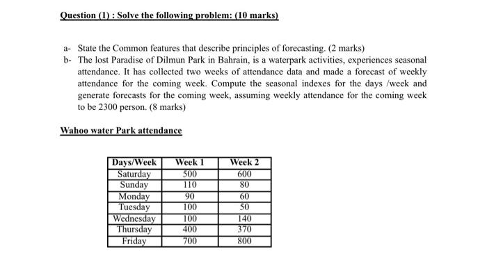 please help Question (1): Solve the following