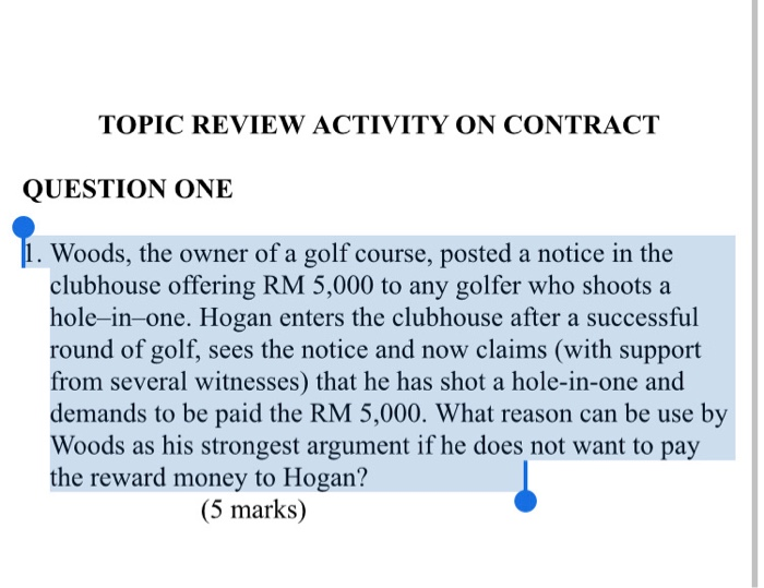 BASIC LAW SUBJECT 1. Woods, the owner of a golf
