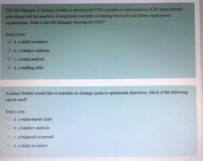 The HR Manager at Western Textiles is showing the