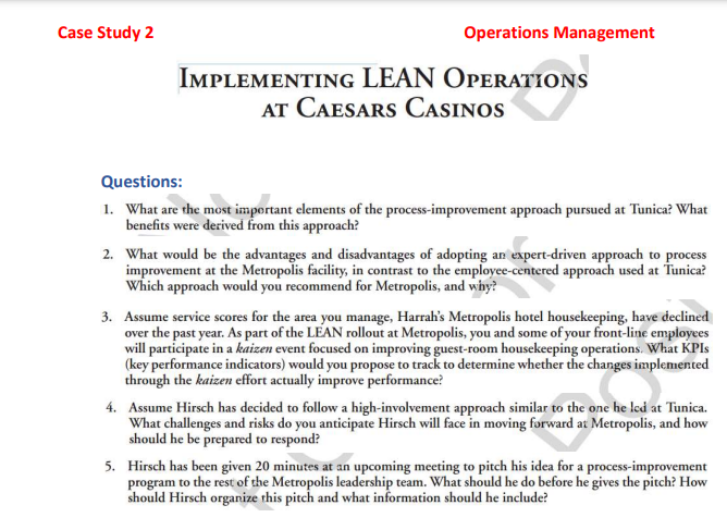 IMPLEMENTING LEAN OPERATIONS at CaEsars Casinos