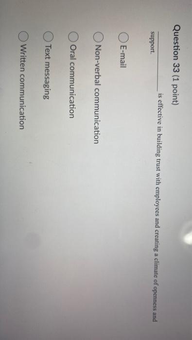 Question 33 (1 point) is effective in building