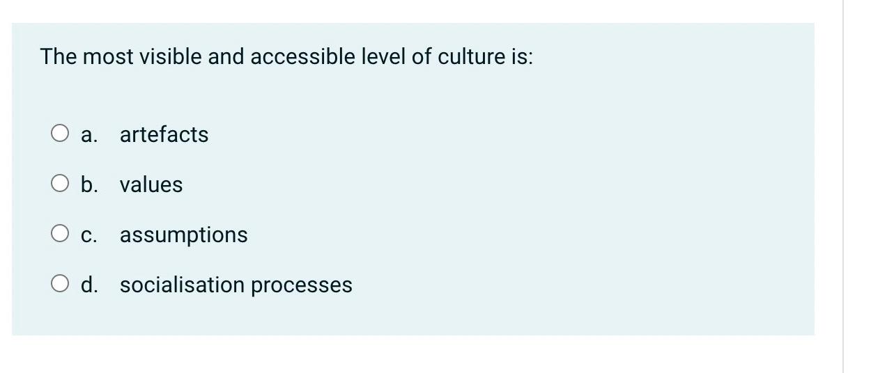 The most visible and accessible level of culture