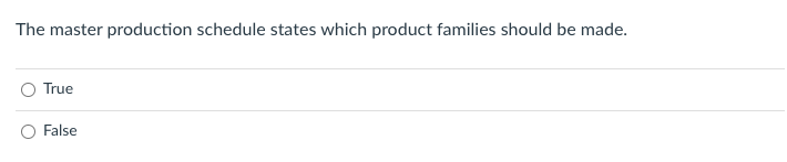 The master production schedule states which