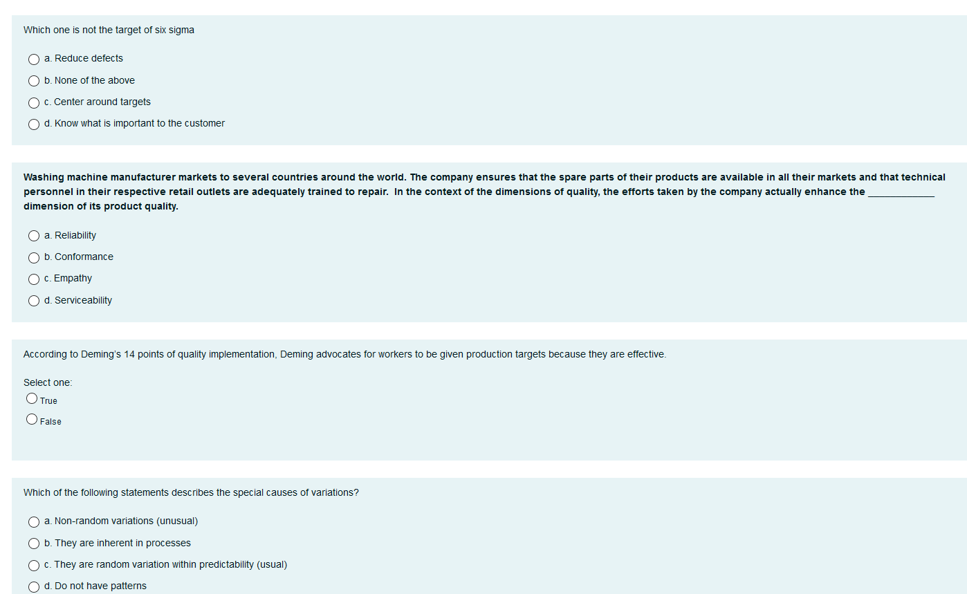 Which one is not the target of six sigma O a.