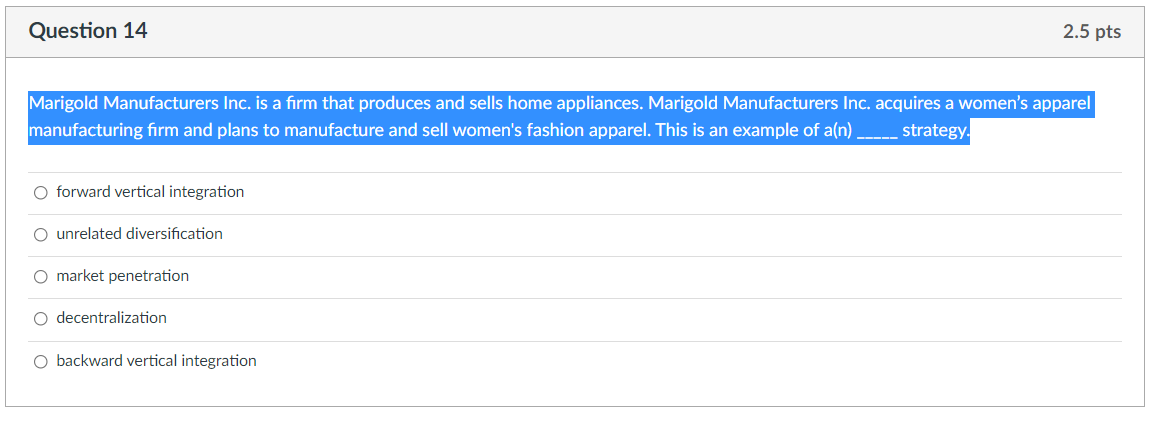 Marigold Manufacturers Inc. is a firm that