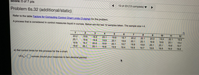 score: 0 of 7 pts 10 of 23 (13 complete) Problem
