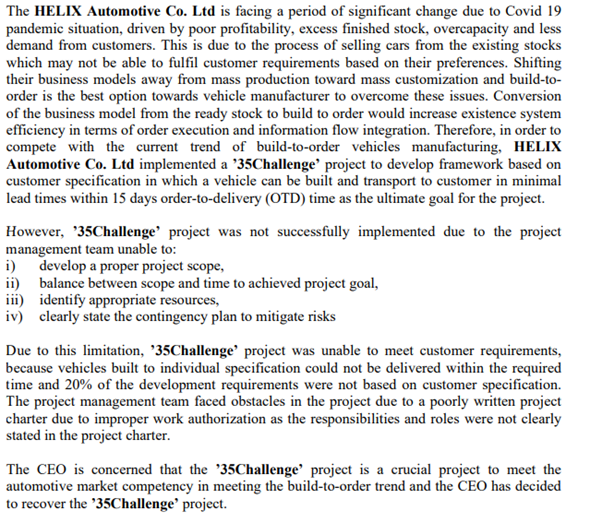 QUESTION 1) In order for the organization to