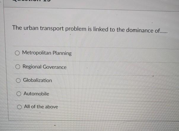 The urban transport problem is linked to the
