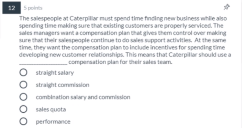 12 5 points The salespeople at Caterpillar must