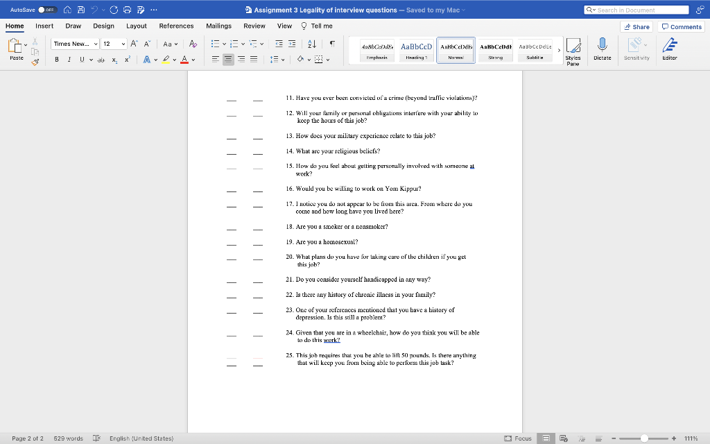 DNERVIEW QUESTIONS LEGALITY ASSIGNMENT