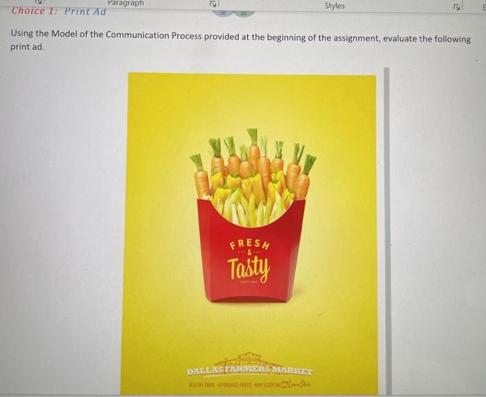 K Paragraph Choice 2: Print Ad Styles Using the