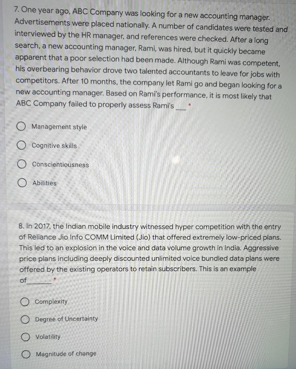 7. One year ago, ABC Company was looking for a