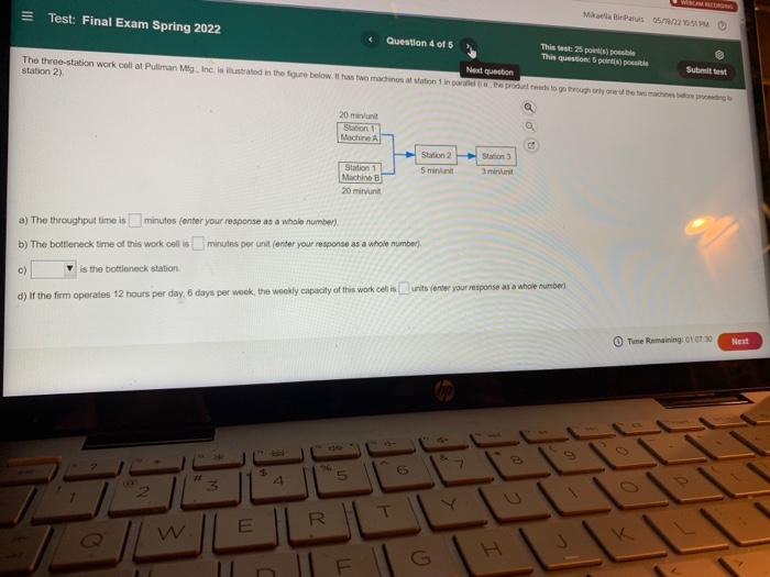 Test: Final Exam Spring 2022 Question 4 of 5 This