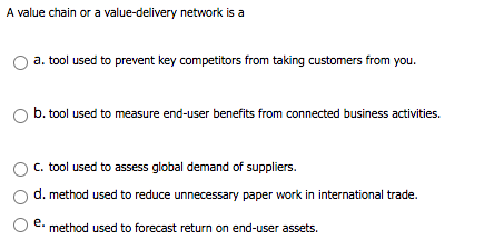 A value chain or a value-delivery network is a a.