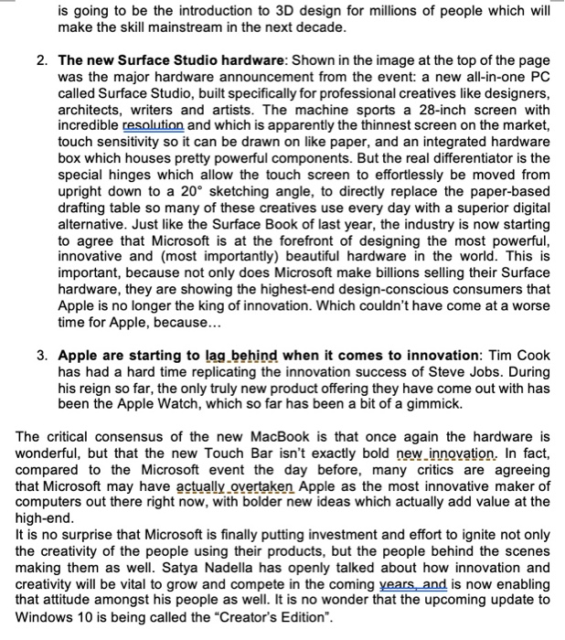 Discuss ONE major change that needs to occur