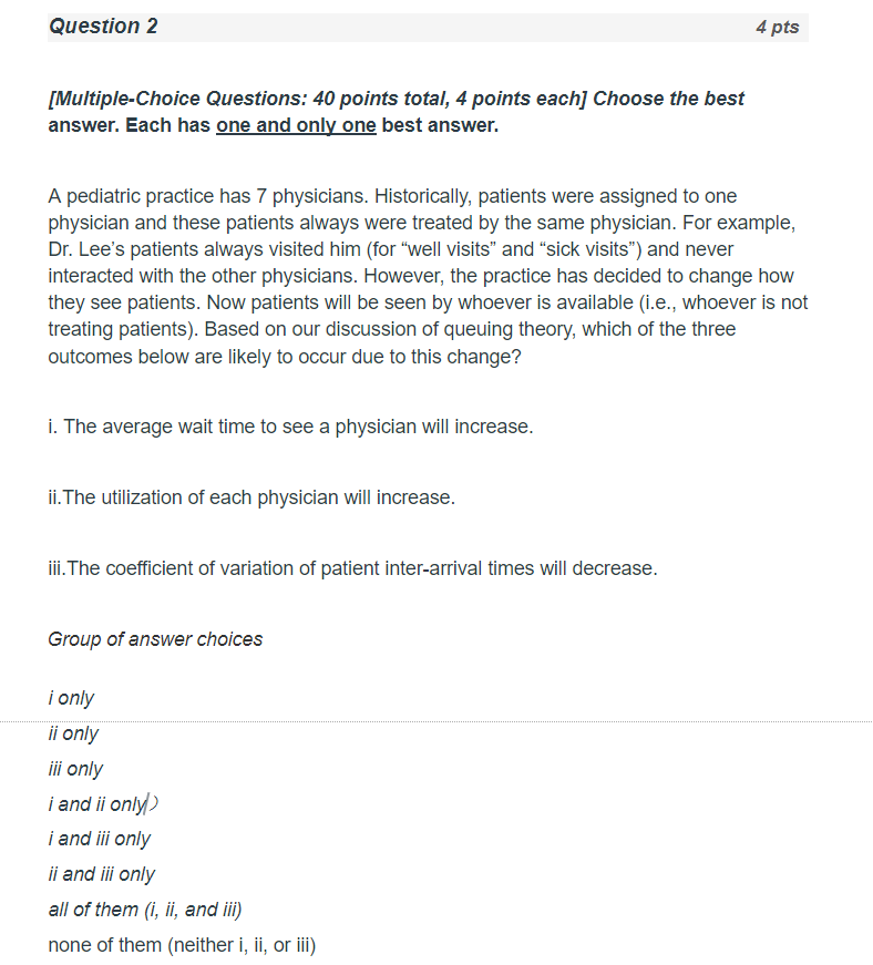 Question 2 4 pts [Multiple-Choice Questions: 40