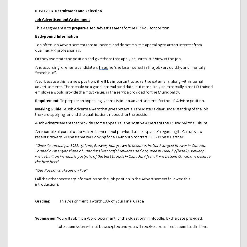 BUSD 2007 Recruitment and Selection Job