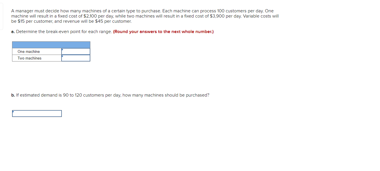 A manager must decide how many machines of a