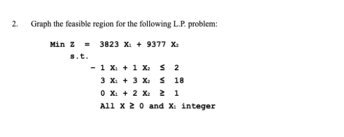 2. Graph the feasible region for the following