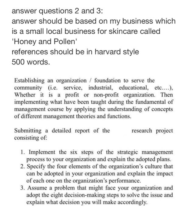 answer questions 2 and 3 : answer should be based