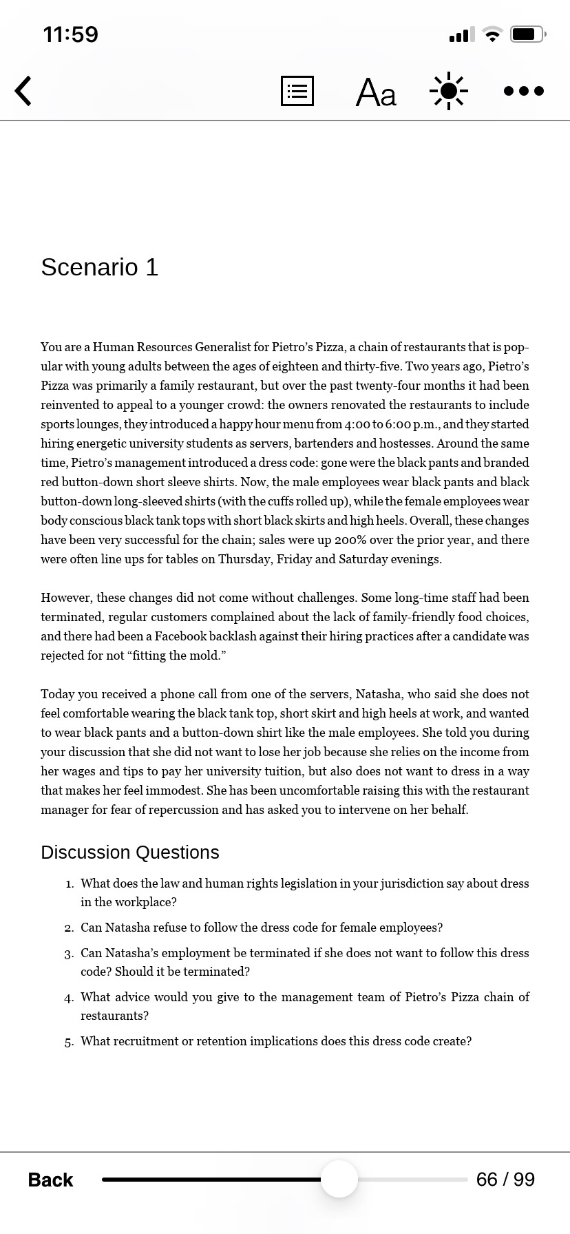 11:59 E Aa ... Scenario 1 You are a Human