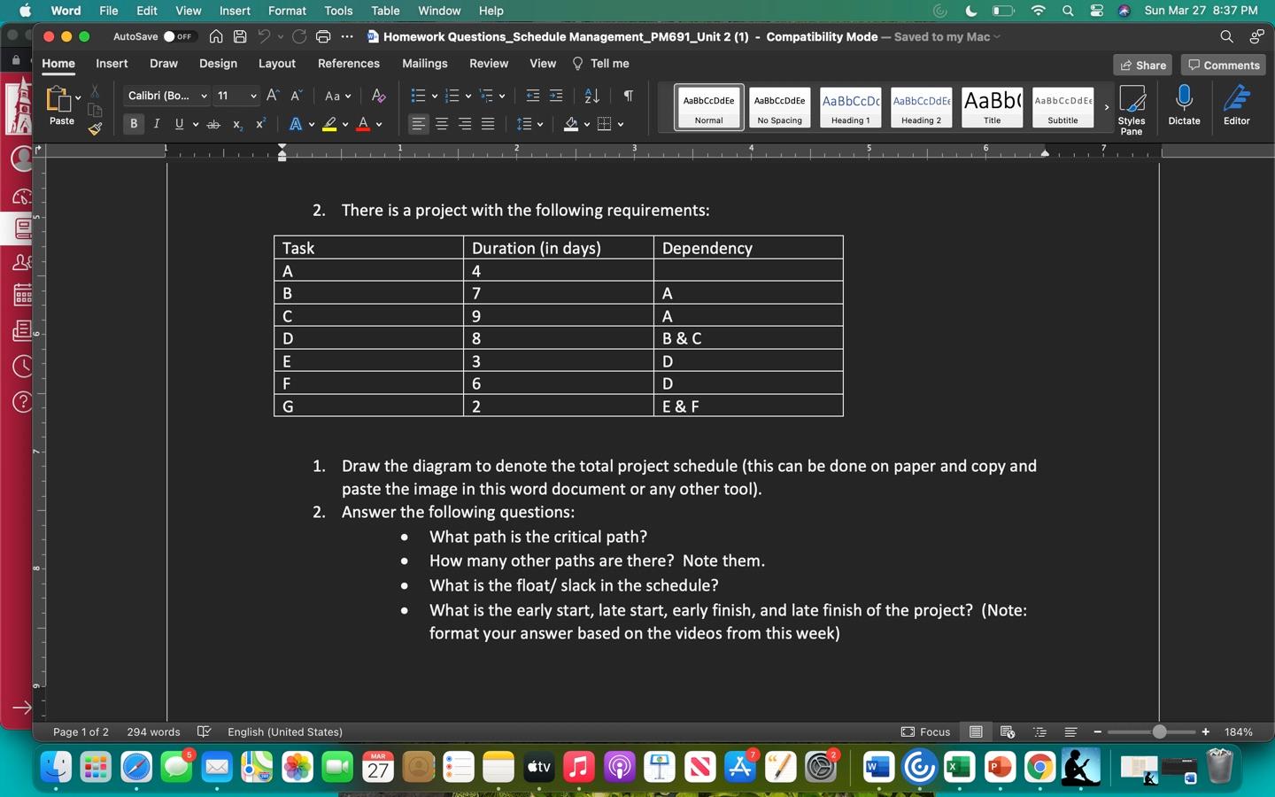 Word File Edit View Insert Sun Mar 27 8:36 PM