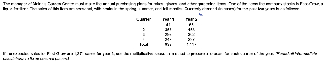 1.) The first quarter forecast is ____ cases 1b.)