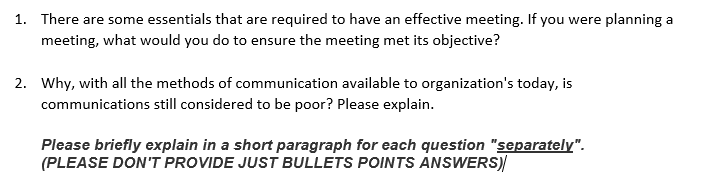 1. There are some essentials that are required to