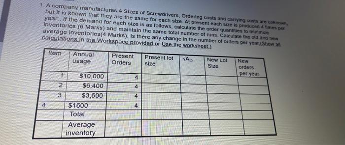 I need full answer along with formulas. 1. A