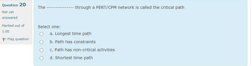 Question 19 The delivery lead time was highly