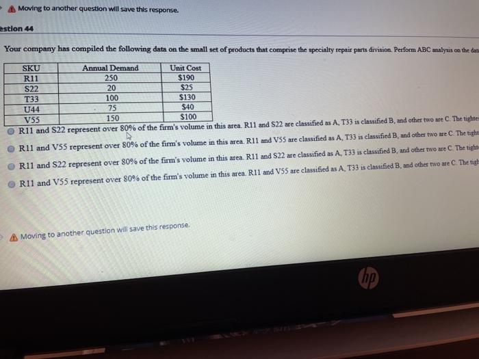 Moving to another question will save this