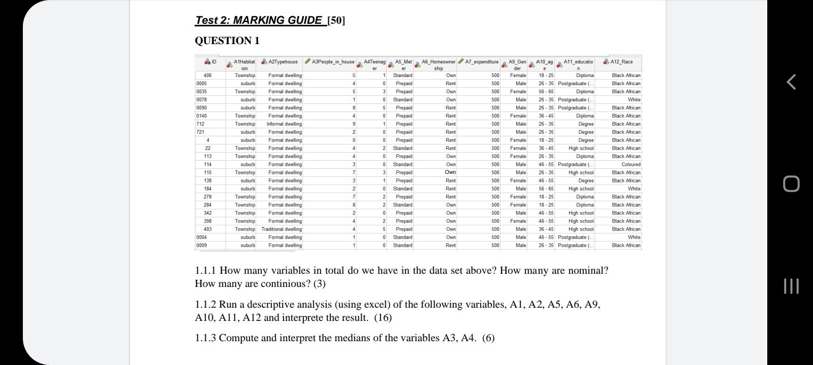 question is complete. Test 2: MARKING GUIDE [50]