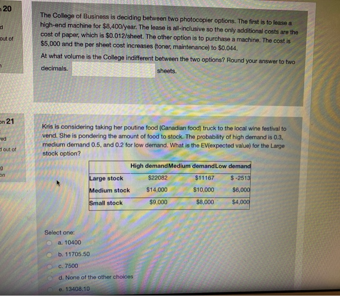 20 out of The College of Business is deciding