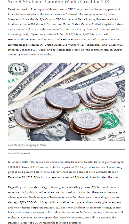 Read the Mini-Case on TJX Companies, write a