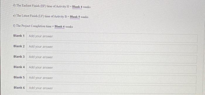 Given is a Project with network diagram and