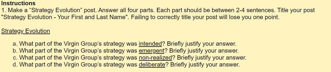 Case study Emergent strategy at Virgin Group