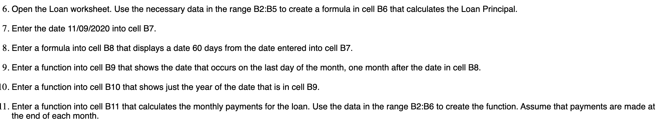 Please show excel formulas B6 fx A B C D E F G H.