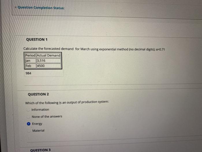 Question Completion Status: QUESTION 1 Calculate