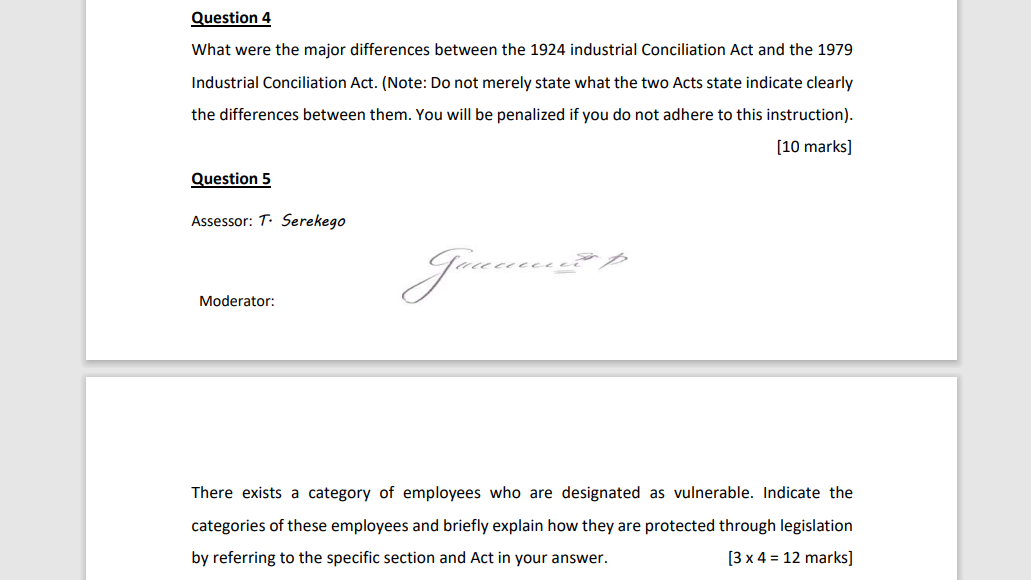 Question 4 What were the major differences