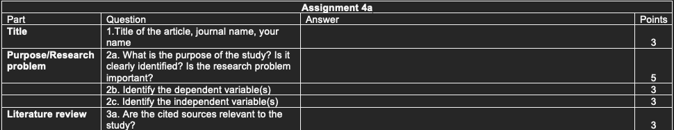 Assignment 4a Answer Points 3 Part Question Title