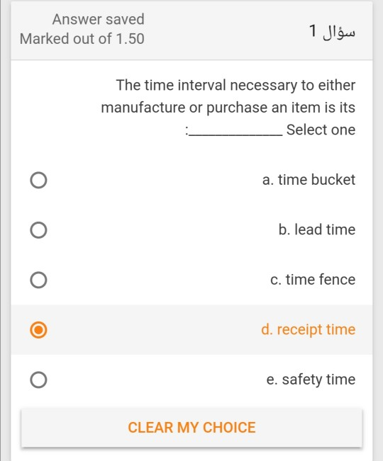 Answer saved Marked out of 1.50 1 1 The time