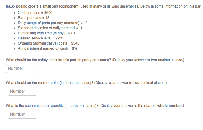 IM.65 Boeing orders a small part (component) used