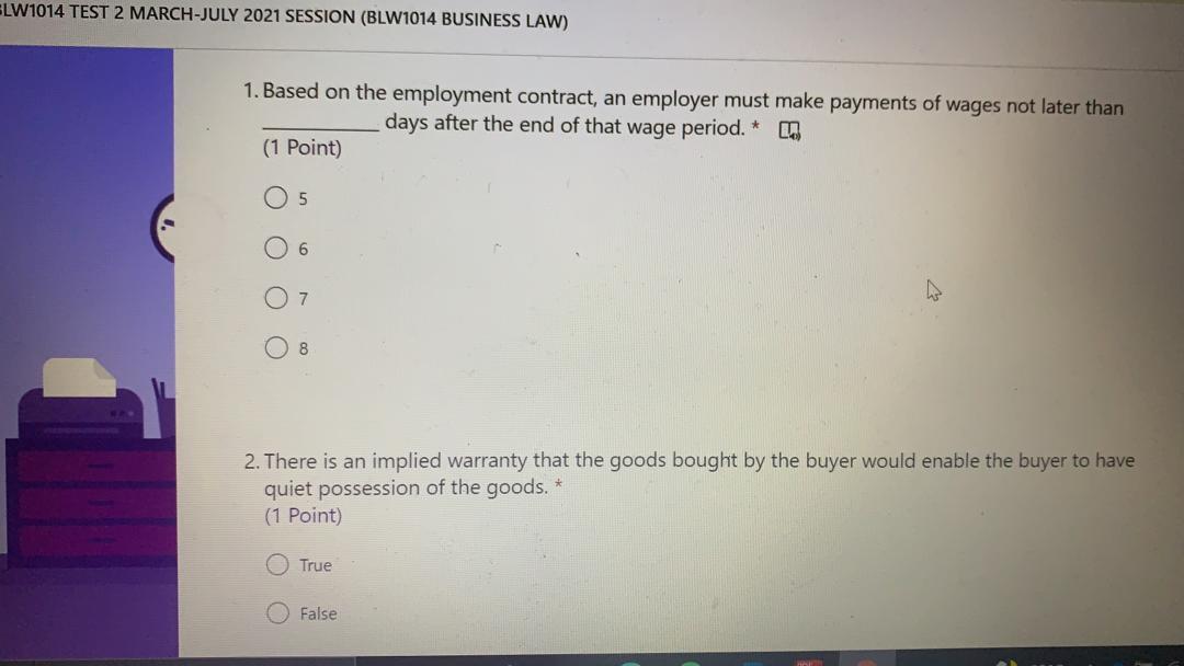 ELW1014 TEST 2 MARCH-JULY 2021 SESSION (BLW1014